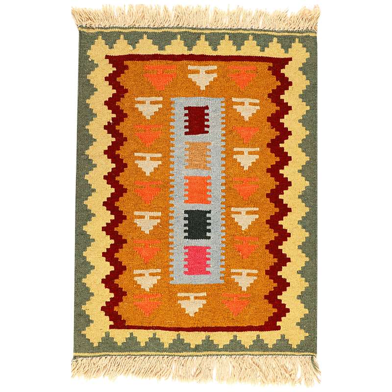 گلیم دستبافت نیم متری مدل قشقایی کد 990646