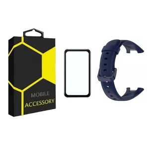 بند مدل سیلیکونی مناسب برای مچ بند هوشمند شیائومی Mi Band 7 Pro به همراه محافظ صفحه نمایش