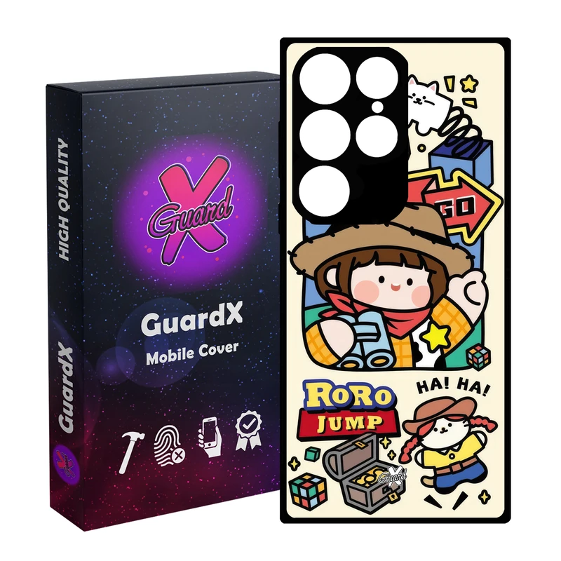 کاور گارد ایکس طرح Roro Jump مدل Glass10669 مناسب برای گوشی موبایل سامسونگ Galaxy S24 Ultra