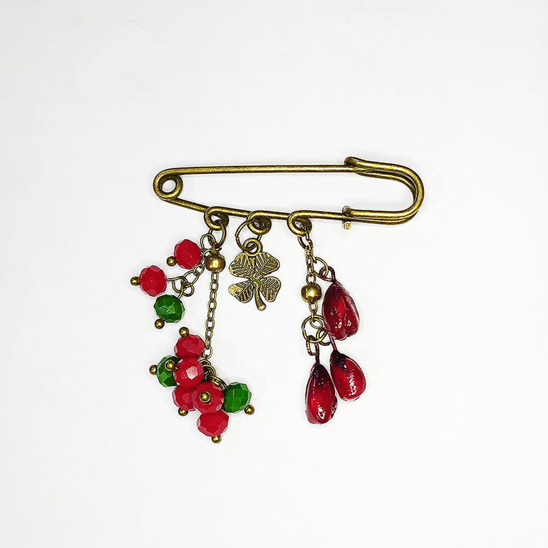 سنجاق سینه دخترانه مدل انار و شبدر