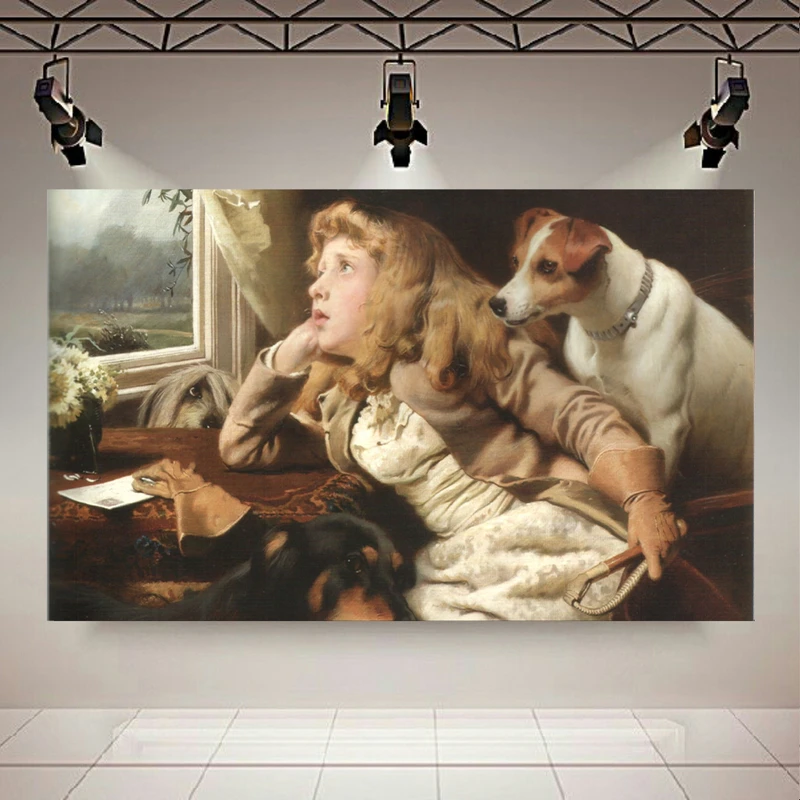 تابلو شاسی طرح قدیمی مدل دختر و سگ کد AR990