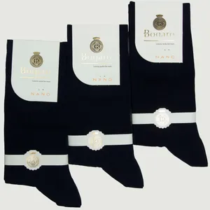 جوراب ساق بلند مردانه بوگارو مدل نانو نخی رنگ سرمه‌ای مجموعه 3 عددی