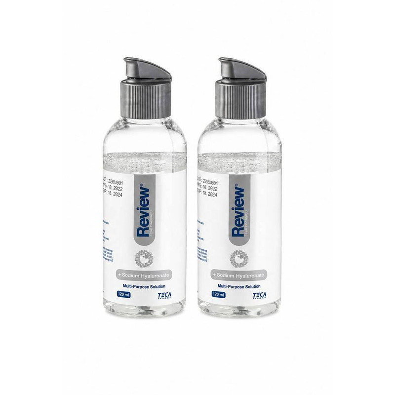 مایع نگه‌دارنده لنز چشم ریویو مدل hyaluronic با خاصیت حاوی هیالورونیک اسید، حجم 120 میلی‌لیتر مجموعه 2 عددی
