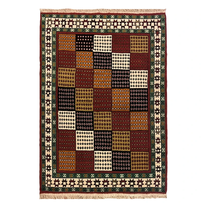 فرش دستبافت دو و نیم متری مدل ترکمن زمینه قرمز کد NKP.RJ16