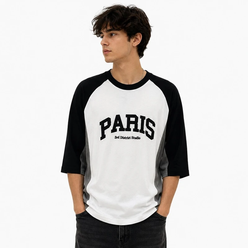 تی شرت مردانه آستین کوتاه پنبه یکرو مدل PARIS
