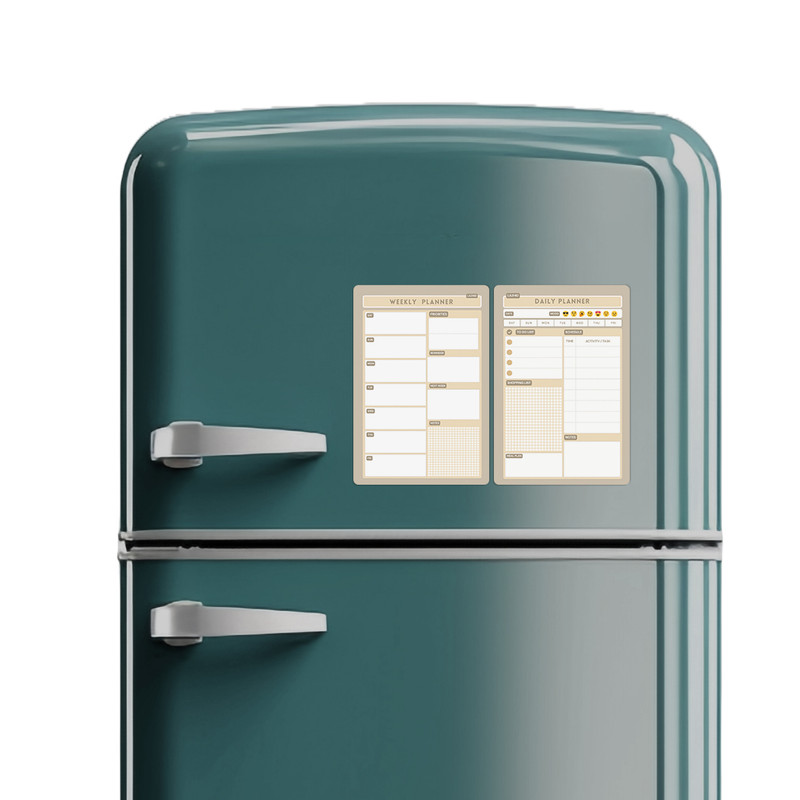 تخته وایت برد لاژید مدل آهنربایی طرح پلنر روزانه و هفتگی سایز 20X30 سانتیمتر مجموعه 2 عددی