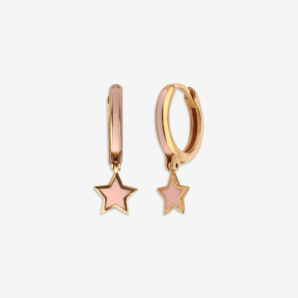 گوشواره حلقه‌ای طلا کم اجرت  18 عیار زنانه گلدم مدل E244001