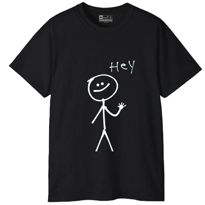 تی شرت آستین کوتاه مردانه پاد آفرین مدل کلمه انگلیسی استیکر شکلک کد 187