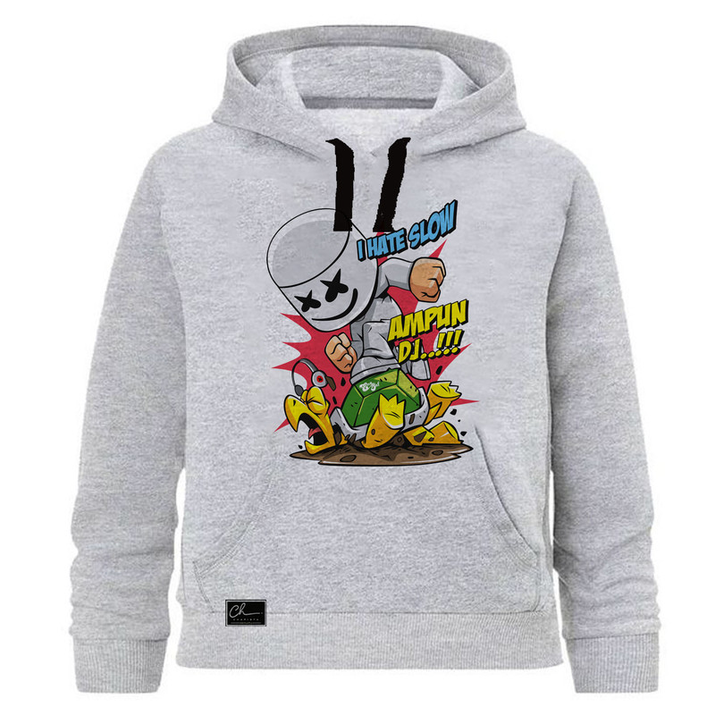   هودی پسرانه طرح MARSHMELLO کد J49 رنگ طوسی