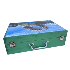 جعبه هدیه چوبی مدل چمدان طرح معماری کد WSL631