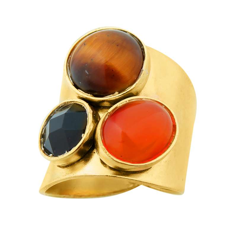 انگشتر زنانه گالری عزیزی مدل چند سنگ کد 14843