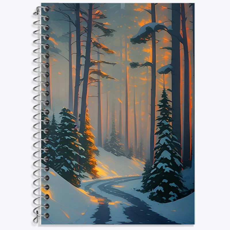 دفتر زبان 50 برگ خندالو مدل دو خط طرح جنگل برفی کد F8247