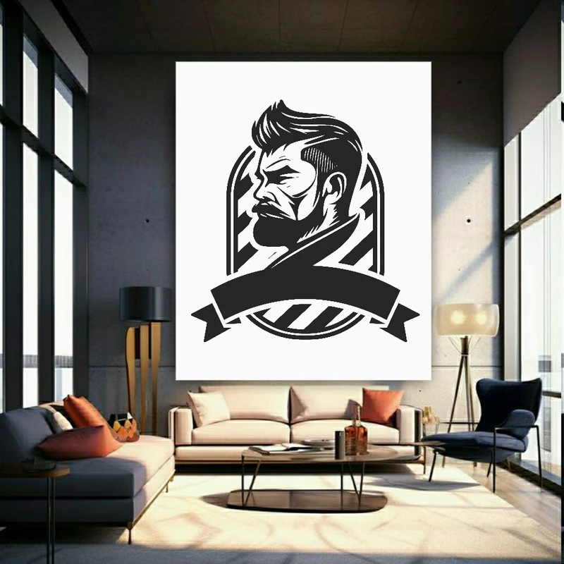 پوستر دیواری طرح آرایشگاه مردانه مدل چهره کد BR186