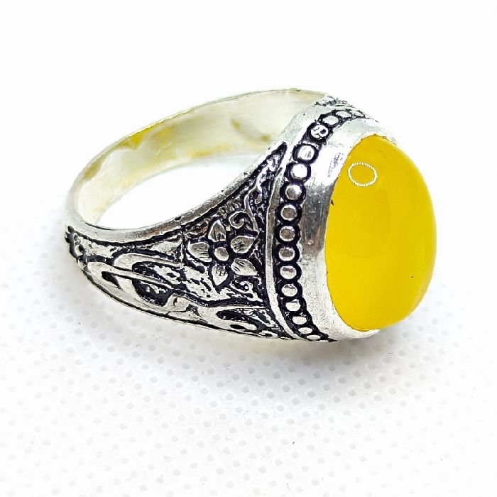 انگشتر نقره مردانه مدل عقیق شرف الشمس رکاب یا علی کد 3500 -  - 3