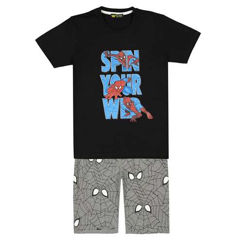 ست تی شرت و شلوارک پسرانه خرس کوچولو مدل اسپایدرمن 02