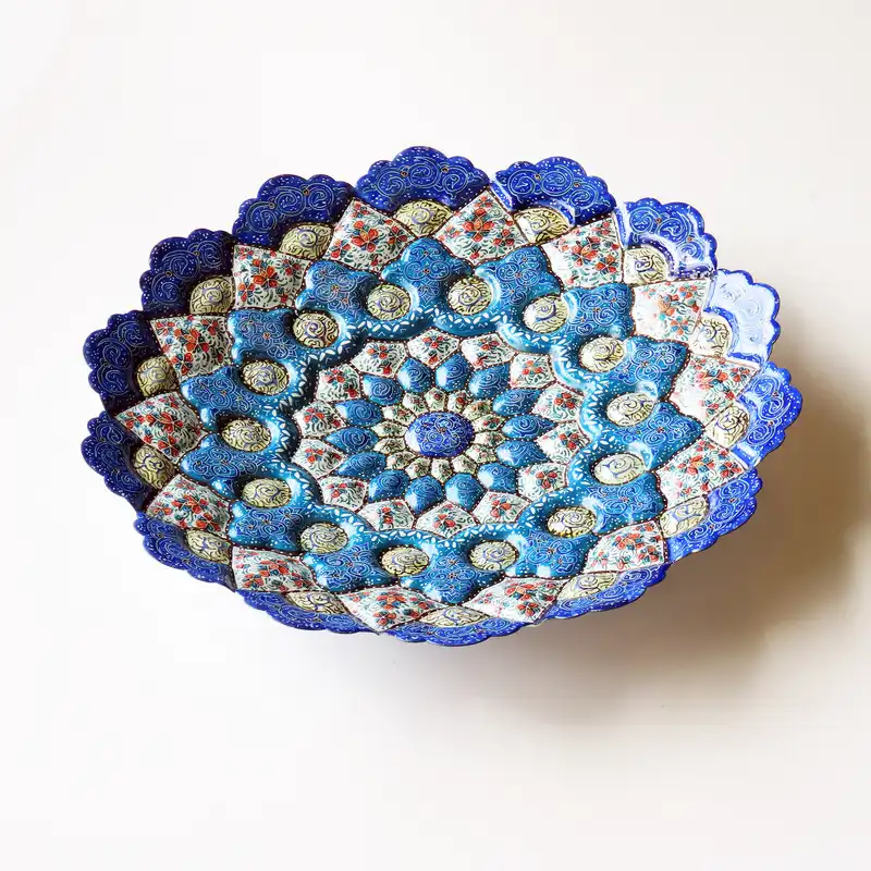 بشقاب میناکاری مدل اسلیمی طرح دایره کد 1130