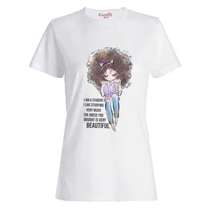 تی شرت آستین کوتاه زنانه کاندید اسپرت طرح دختر مو فرفری مدل 22