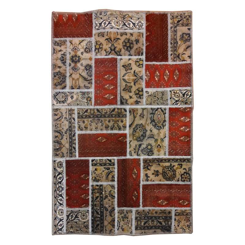 کلاژ فرش دستباف مستطیل دو متری مدل چهل تکه کد NKP.CO.N1