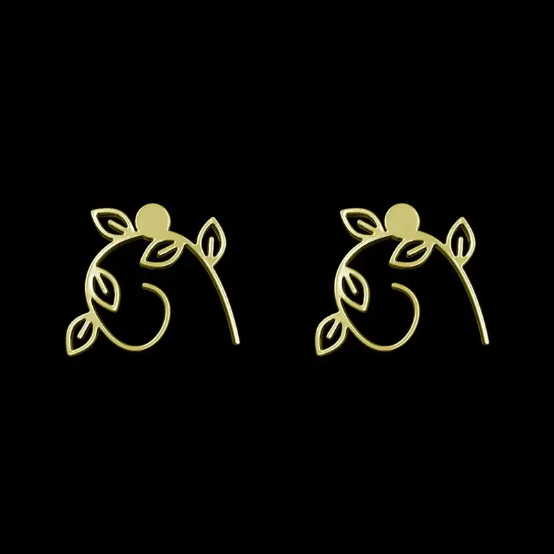 گوشواره طلا 18 عیار زنانه مدوپد مدل برگ کد GA1-15985