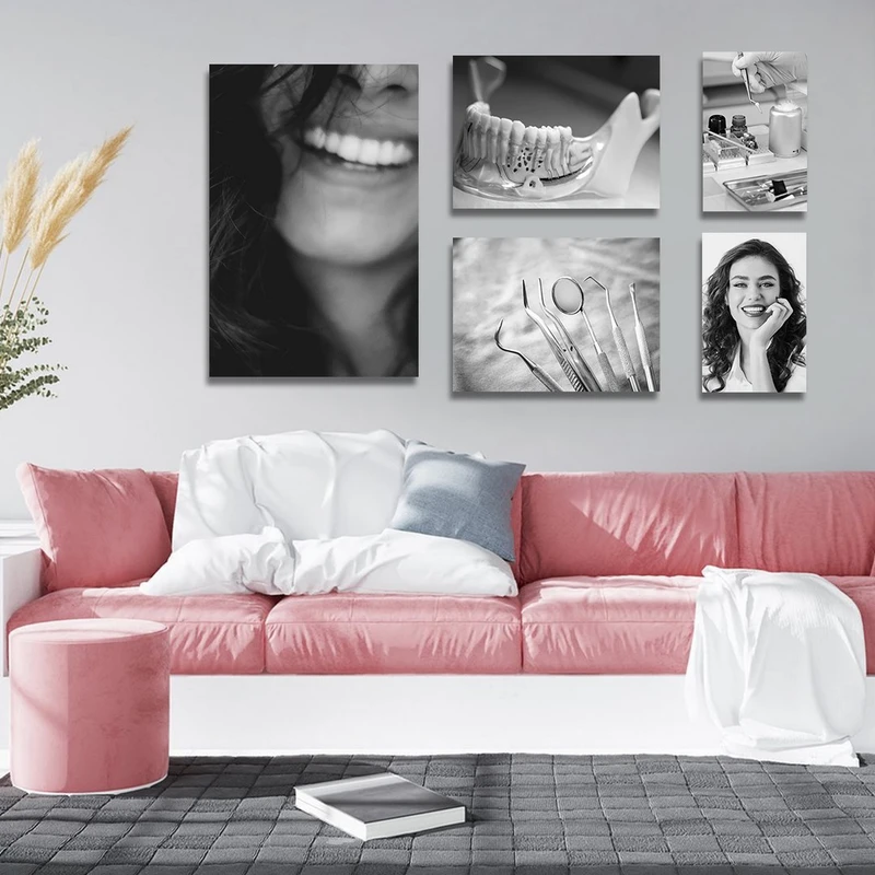 تابلو شاسی بکلیت طرح لبخند و مطب دندانپزشکی مدل SH-1322 مجموعه 5 عددی