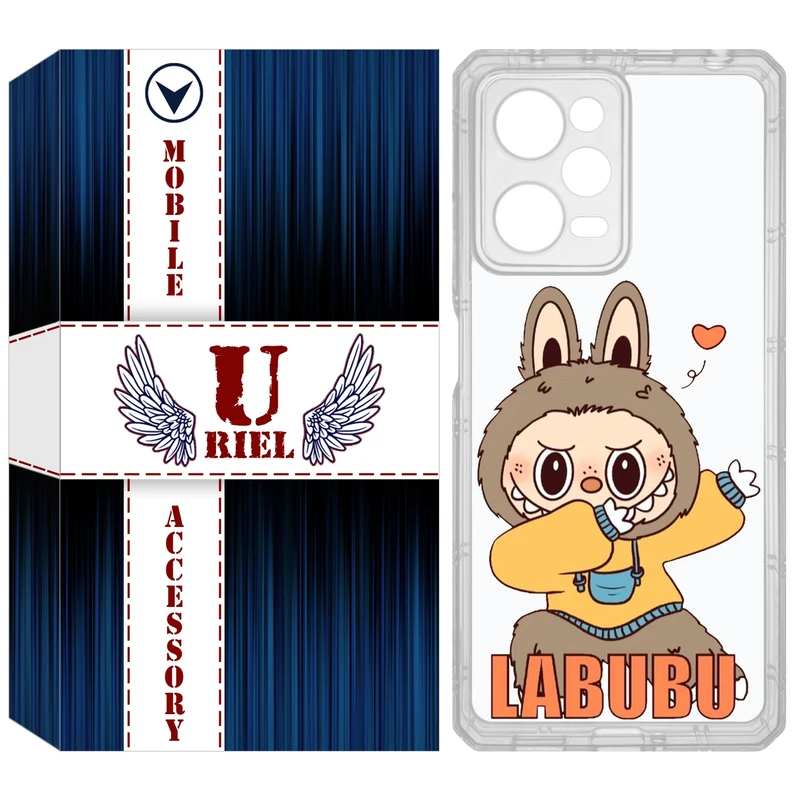 کاور یوریل قاب مدل Clear کد 104 طرح لبوبو Labubu مناسب برای گوشی موبایل شیائومی Poco X5 Pro / Redmi Note 12 Pro / Note 12 Pro Plus