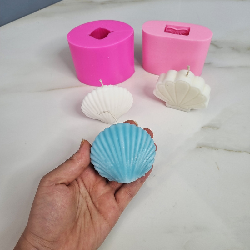قالب شمع مدل صدف ساده و کلاسیک مجموعه 2 عددی