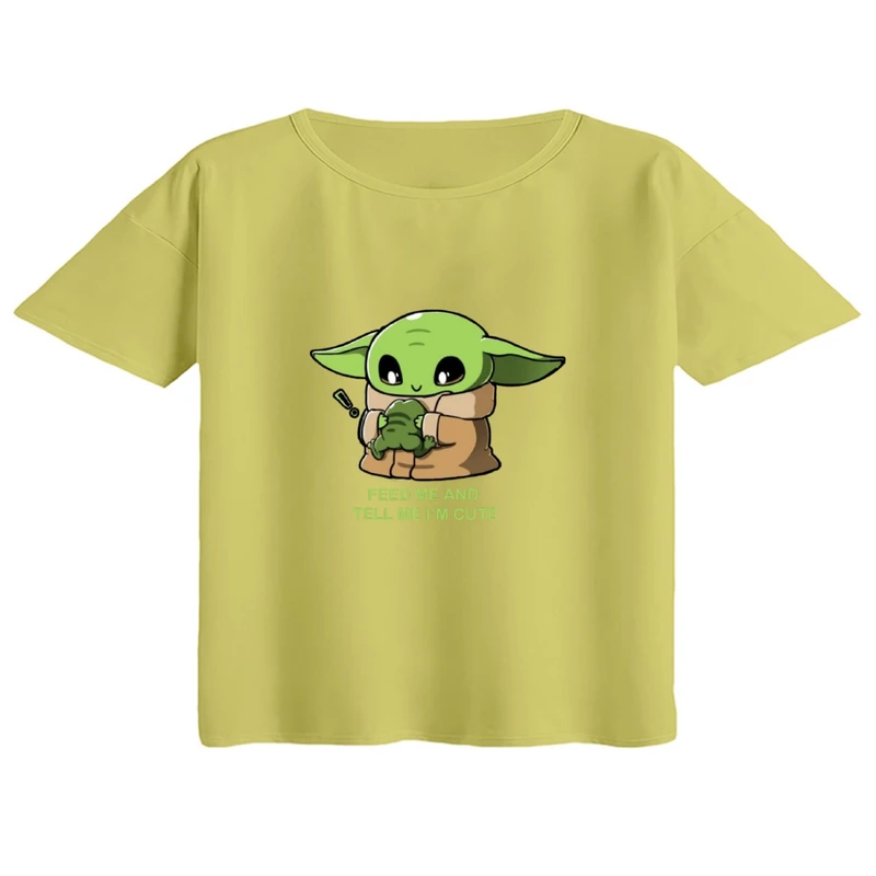 کراپ تی‌شرت آستین کوتاه زنانه مدل بیبی یودا کد۱۱