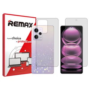 Remax Resistant model Transparent screen protector suitable for Xiaomi Redmi Note 12 Pro mobile phone along with the back of the phone 