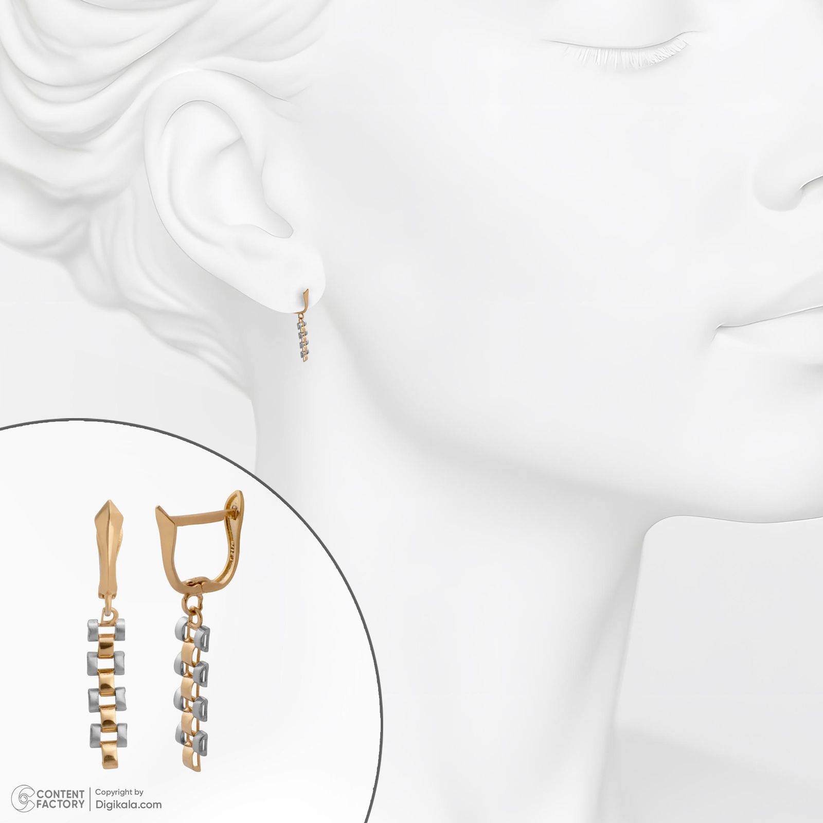 گوشواره کلیپسی طلا 18 عیار زنانه با طرح رولکس حافا گلد مدل e016 -  - 2