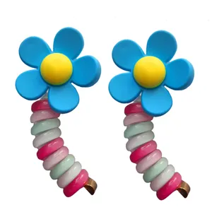 کش مو دخترانه مدل فنری طرح گل بسته 2 عددی