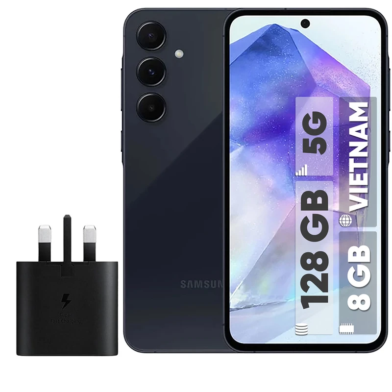 گوشی موبایل سامسونگ مدل Galaxy A55 دو سیم کارت ظرفیت 128 گیگابایت و رم 8 گیگابایت به همراه شارژر سامسونگ - ویتنام 