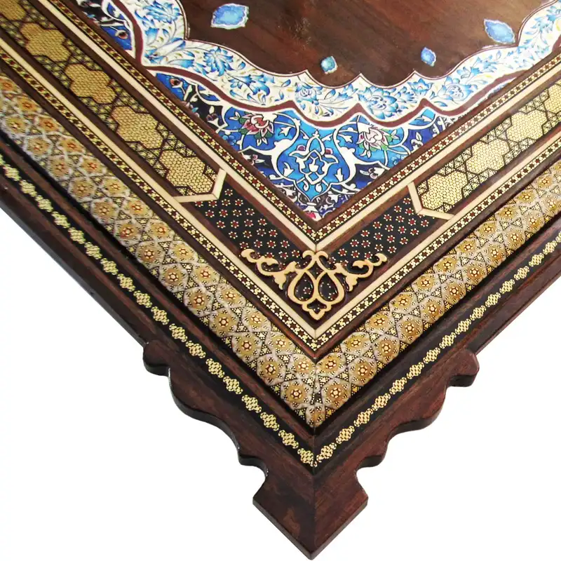 ساعت دیواری خاتم کاری طرح تذهیب مدل بی صدا کد 5060-5