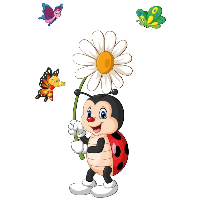 استیکر چوبی کودک باروچین مدل کفشدوزک مهربان کد 6001 مجموعه 4 عددی