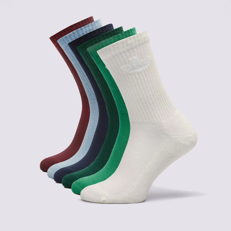 جوراب ورزشی آنتی باکتریال ساق بلند زنانه آدیداس مدل Trefoil Cushion Crew Socks 6 Pairs کد JI9504 بسته 6 عددی