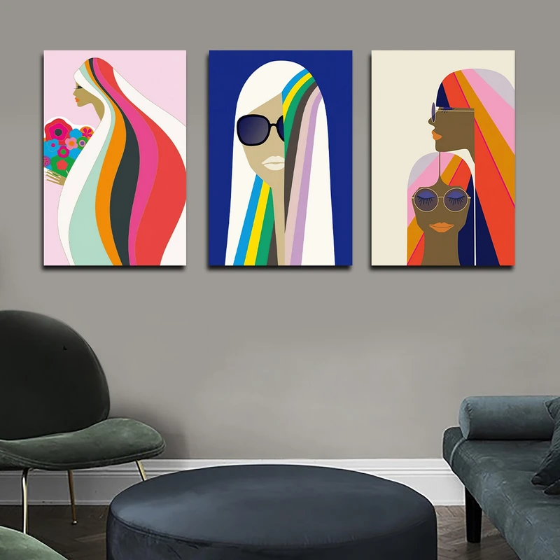 تابلو شاسی بکلیت طرح نقاشی مدرن دکوراتیو مدل SH-1654 مجموعه 3 عددی