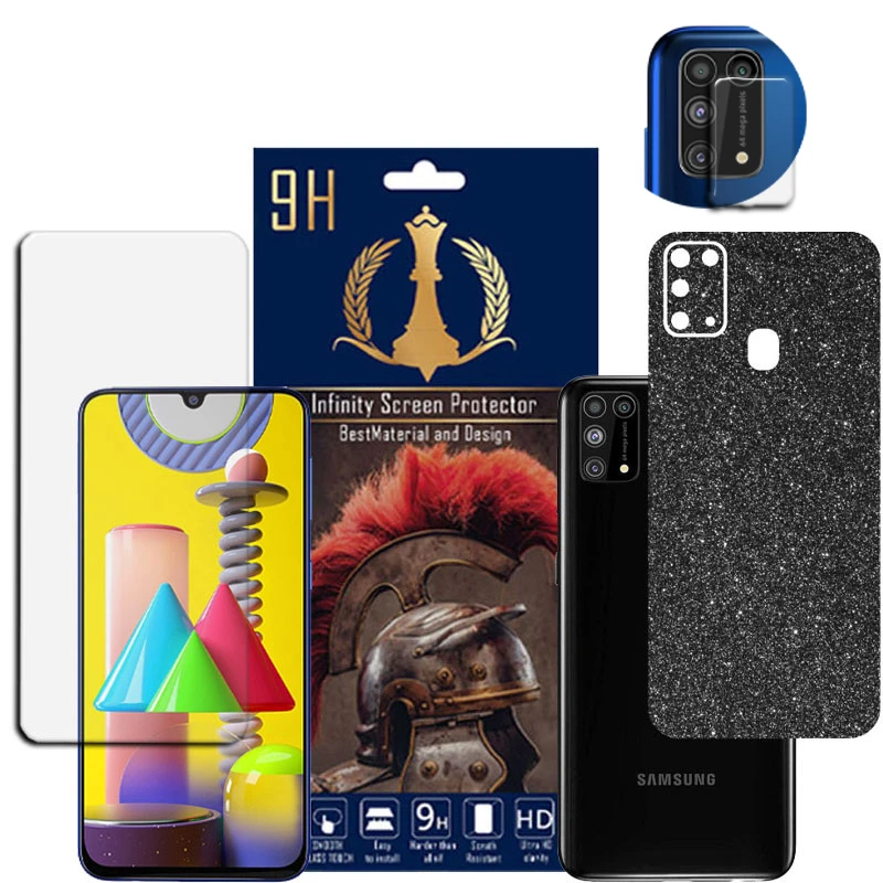  برچسب پوششی اینفینیتی مدل PRO MAX مناسب برای گوشی موبایل سامسونگ GALAXY M31 به همراه محافظ صفحه نمایش و محافظ لنز دوربین
