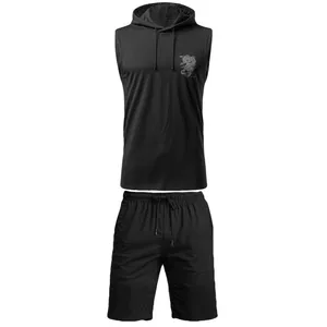 ست تاپ کلاهدار و شلوارک مردانه مدل 14020824a vk رنگ مشکی