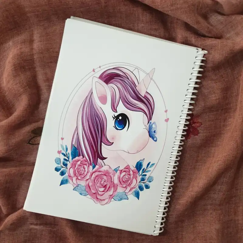 دفتر نقاشی 40 برگ دریا مدل یونیکرن طرح تک شاخ دخترانه کد 10