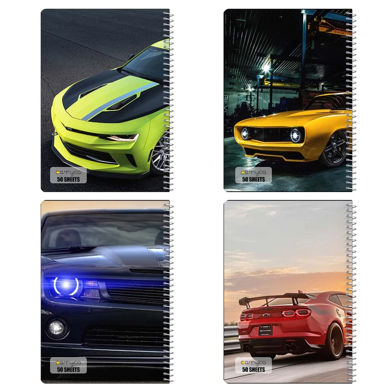 دفتر نقاشي 50 برگ کارنيکا طرح شورولت کامارو Chevrolet Camaro کد 82957 مجموعه 4 عددی