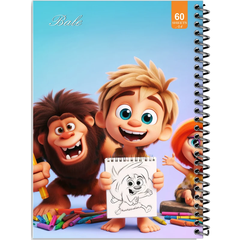 دفتر نقاشی 60 برگ انتشارات بله طرح فانتزی پسرانه بچه های نخستین کد A4-O16