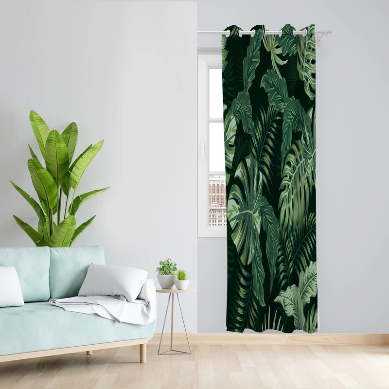 پرده طرح برگ انجیری مدل مخمل پانچی کد 2012 z سایز 140x200 سانتی متر