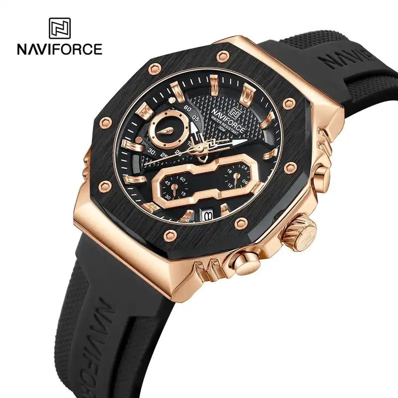 ست ساعت مچی عقربه ای زنانه و مردانه نیوی فورس مدل NF8035RGBB