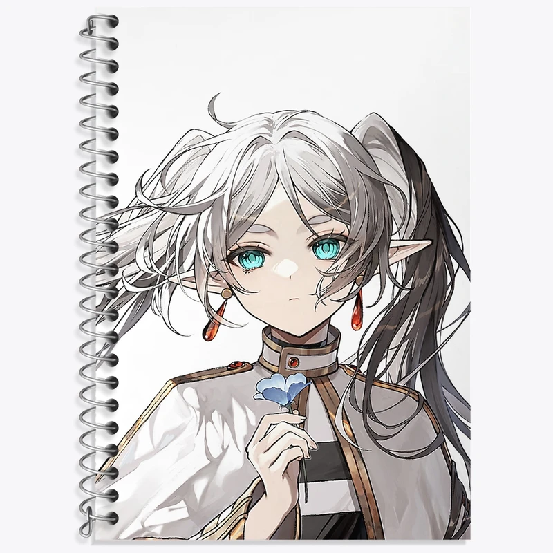 دفتر زبان 50 برگ خندالو مدل دو خط طرح انیمه فریرن (Frieren) کد 32565