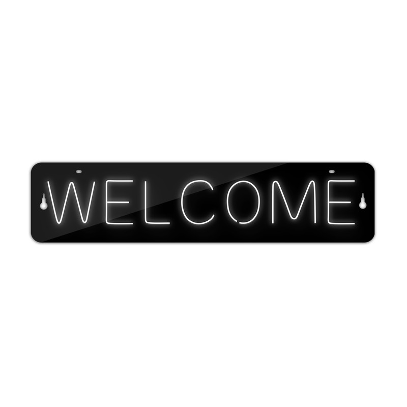 چراغ دیواری نئون دیزاین طرح Welcome-BL_WHT