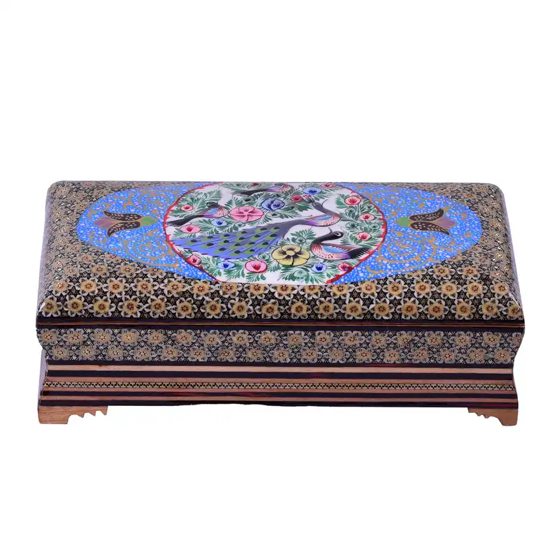 جعبه کارد و چنگال خاتم کاری مدل طاووس کد 2614