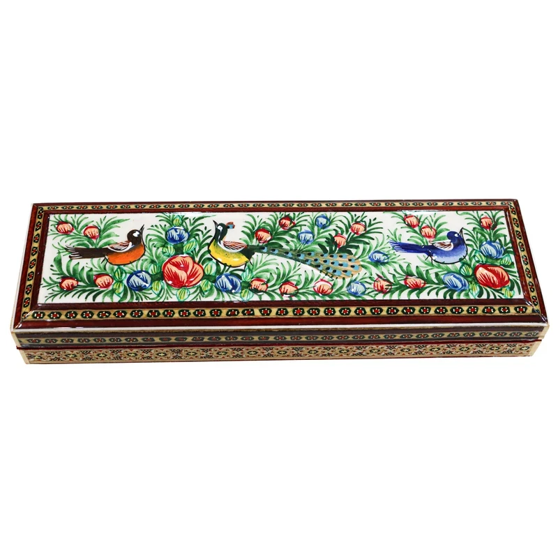 قلمدان خاتم کاری مدل دردار طرح گل و مرغ برجسته کد 8p27grRA قلمدان خاتم کاری مدل دردار طرح گل و مرغ برجسته کد 8p27grRA