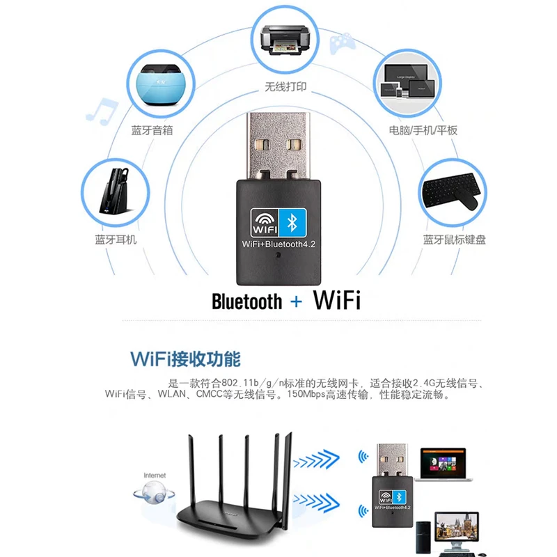 عکس شماره 14 : کارت شبکه بی سیم و بلوتوث مدل uw03bt 2 in 1