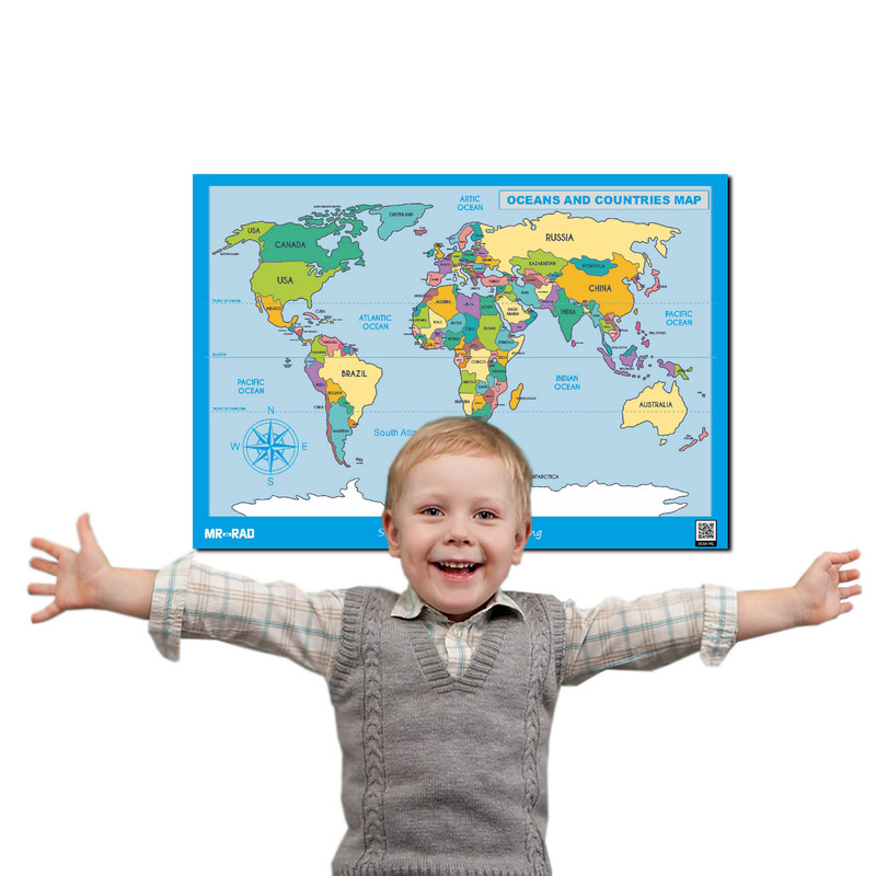 پوستر آموزشی مستر راد طرح اقیانوس ها و کشورها مدل m7050
