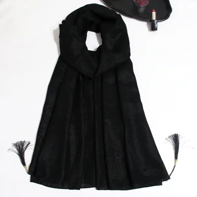 شال زنانه مدل حریر مزونی لمه دار کد 8020