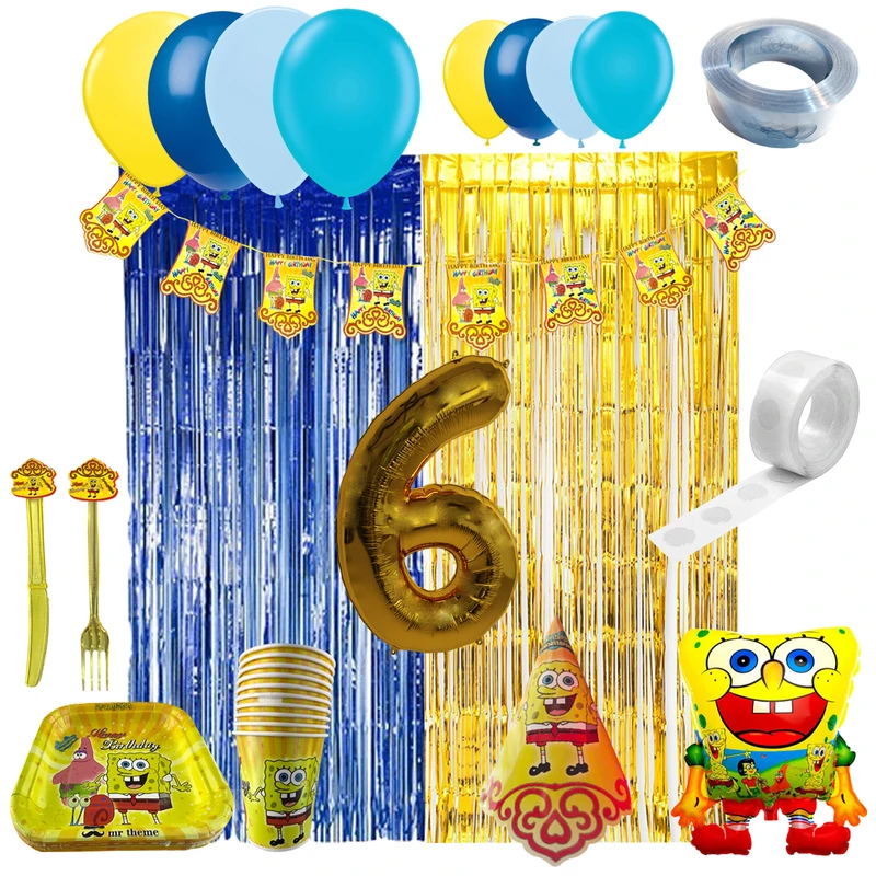 مجموعه 124 عددی تم تولد مستر تم طرح باب اسفنجی سوپر پلاس کد 6